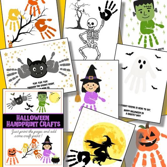 The Halloween Handprint Crafts Printable offers fun and creative Halloween craft ideas for kids, making the season extra special with engaging handprint activities.