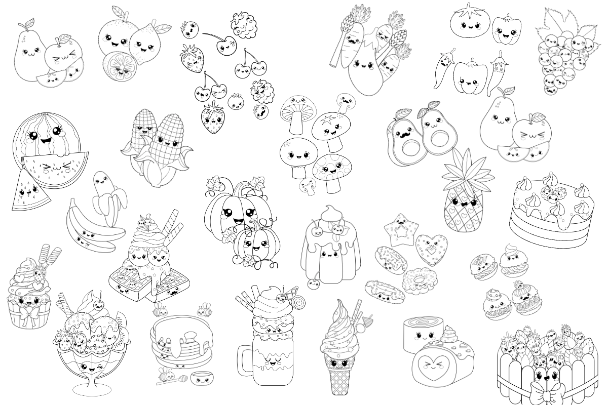 Organized 31 Shop Kawaii Coloring Pages Bundle Organized 31 Shop Kawaii Coloring Pages Bundle Organized 31 Shop cute food coloring pages Organized 31 Shop fruit.