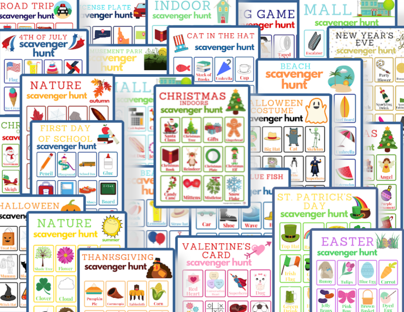 Organized 31 Shop's Big Bundle of Scavenger Hunt Games Valentine's day scavenger hunt printables.