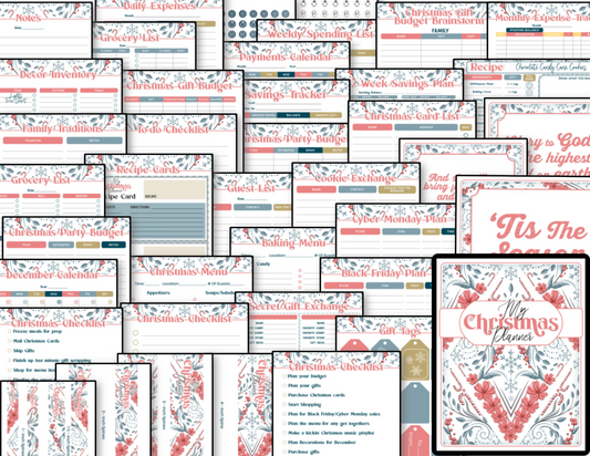 The Christmas Planner with Budget Pack and Bonus by Organized 31 Shop features vibrant printables like gift lists, budget sheets, and recipe cards in festive designs, perfect for stylishly managing your holiday tasks.