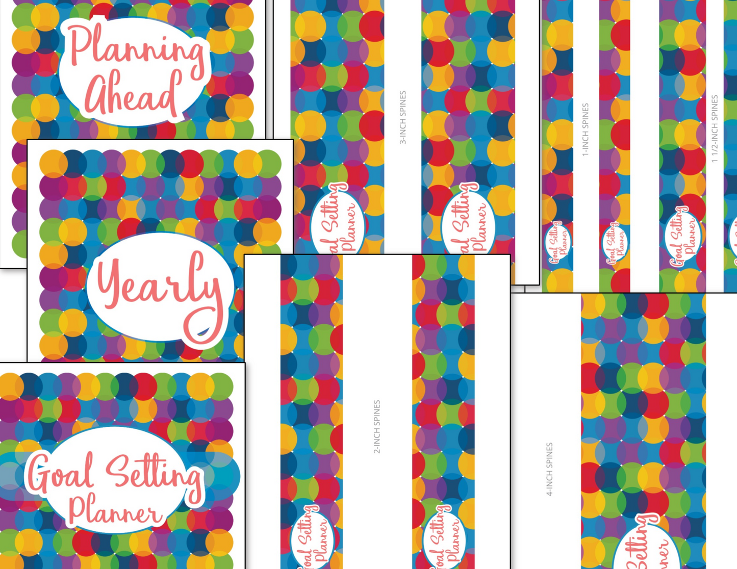 A set of Goal Setting Planners - Colorful Circles by Organized 31 Shop.