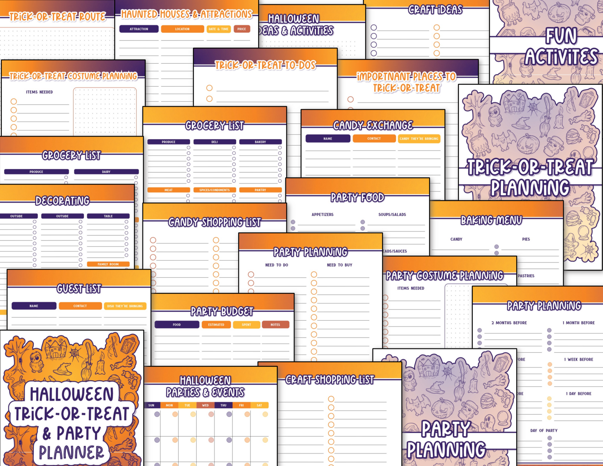 The Halloween Planner by Organized 31 Shop is the ultimate tool for Halloween, with sections for fun activities, trick-or-treat organizing worksheets, grocery lists, party planning, and budget tracking.