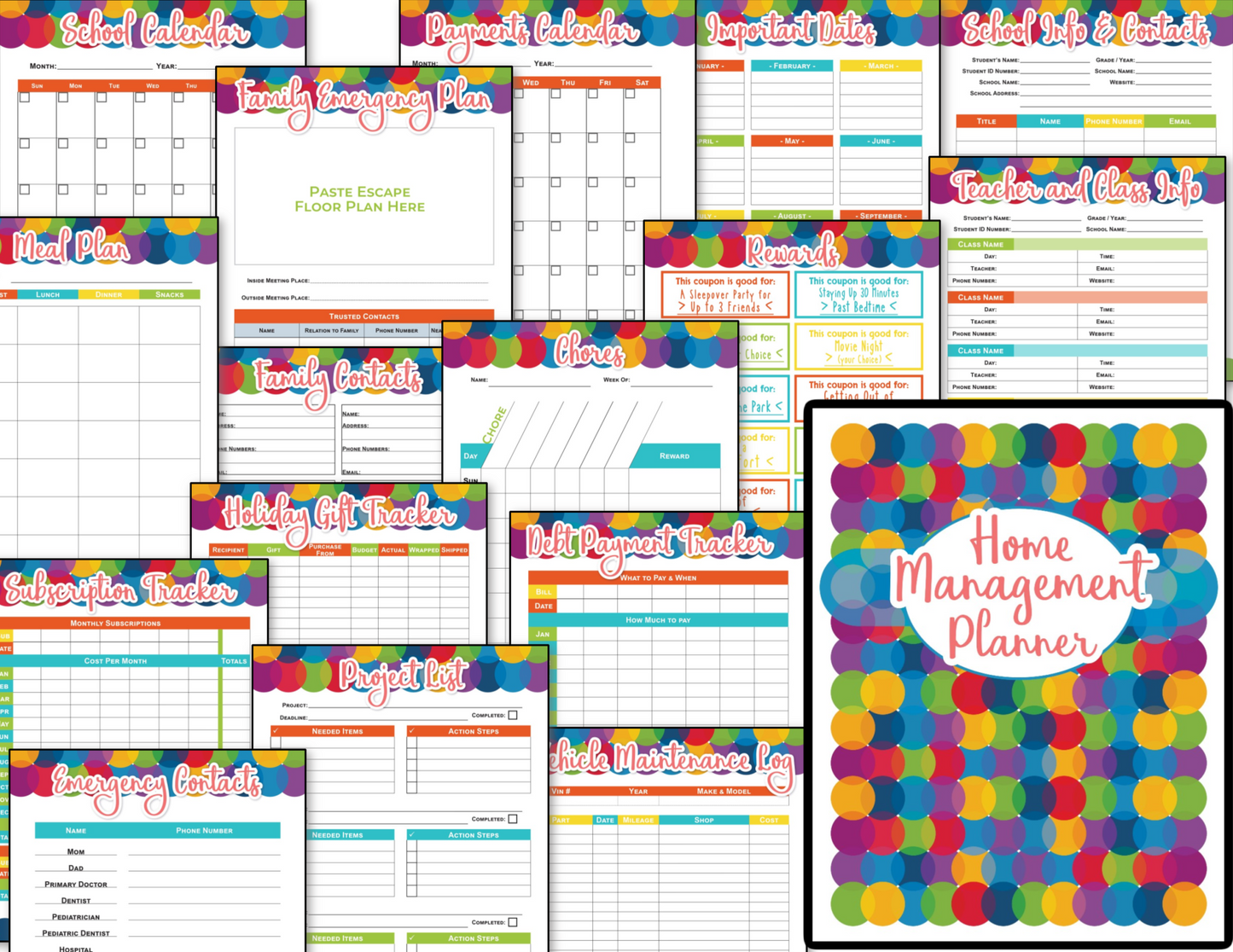 Colorful Circles Planners Bundle from Organized 31 Shop.