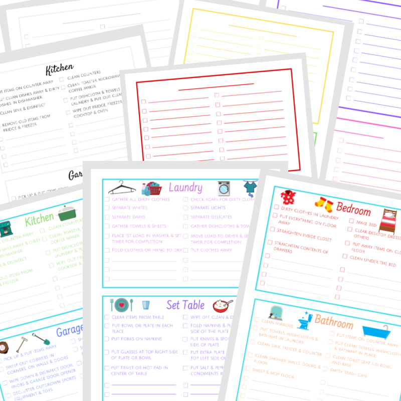 A set of Organize My Home Chore Cards with different items on them from the Organized 31 Shop.