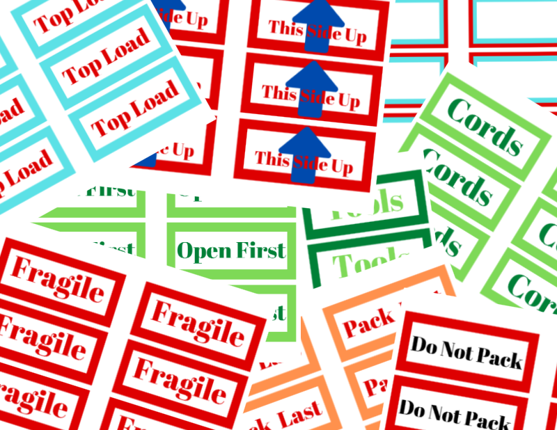 A set of Organized 31 Shop's Printable Moving Labels & Inventory Sheets, perfect for room signs or moving labels.