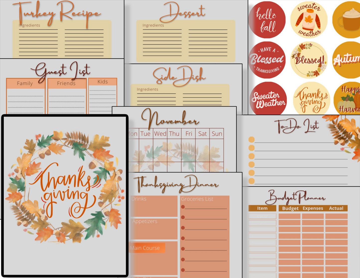 Thanksgiving Planner Wreath Themed
