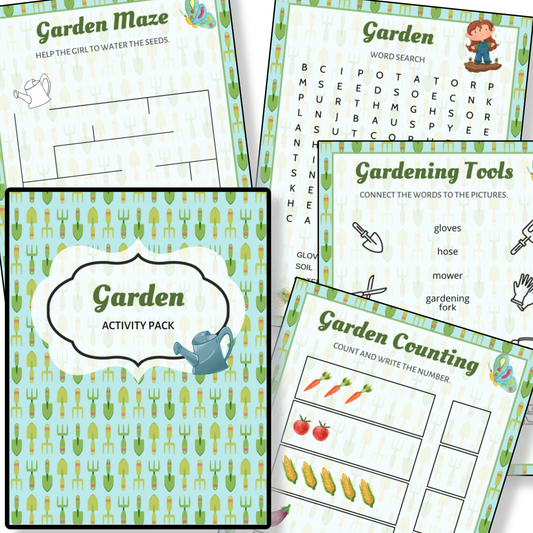 An educational Child's Garden Activity Pack designed for preschoolers by the Organized 31 Shop.