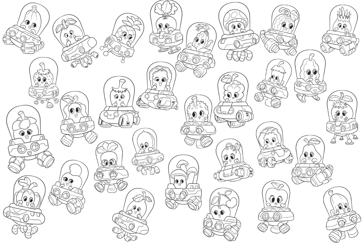 A group of adorable animals are drawn on a white background in the Kawaii Coloring Pages Bundle from Organized 31 Shop.