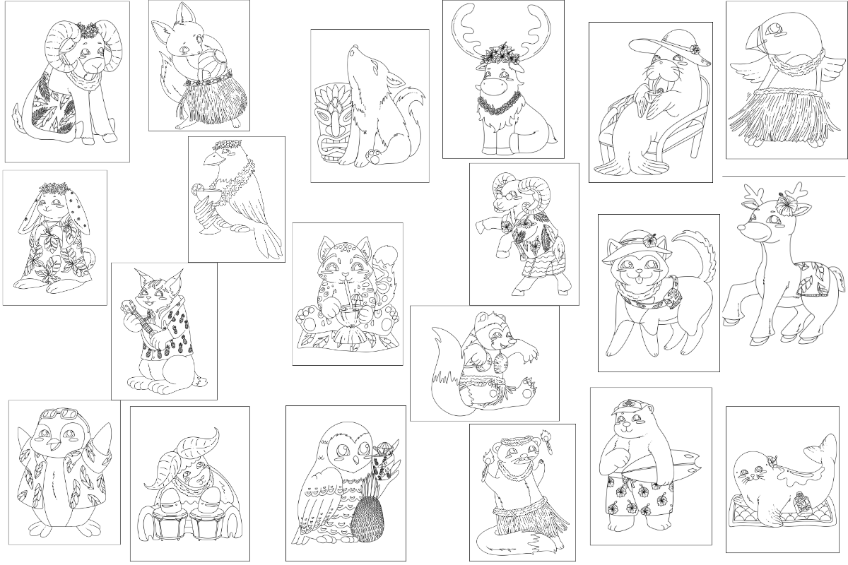 Adorable Animals Kawaii Coloring Pages Bundle from Organized 31 Shop.
