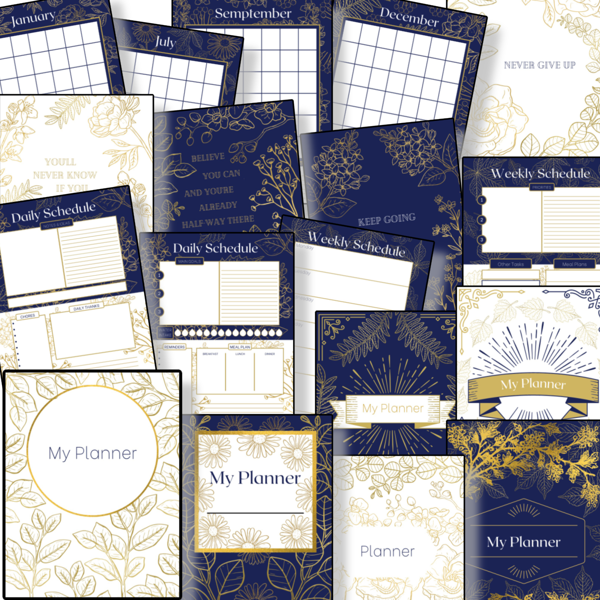 Navy and Gold Planner – Organized 31 Shop