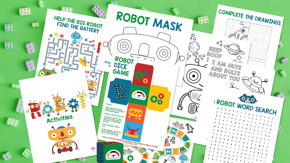 Robot Activities and Coloring, perfect for learning and fun with robot-themed activities, available at Organized 31 Shop.