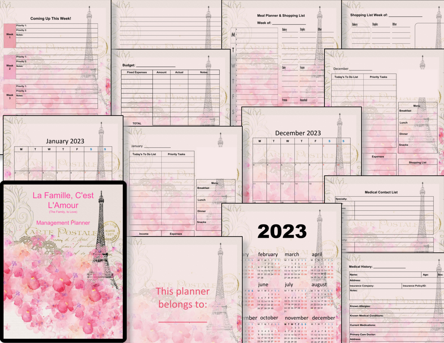 2023 Floral Parisian Planner Calendar by Organized 31 Shop.