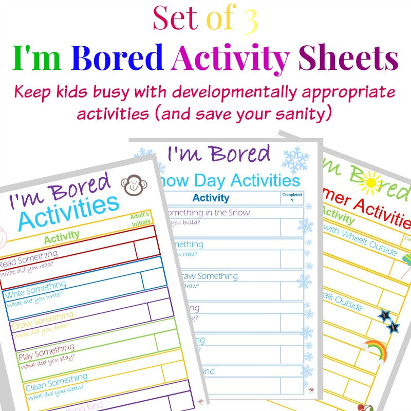 I’m Bored Activity Sheets – Set of 3