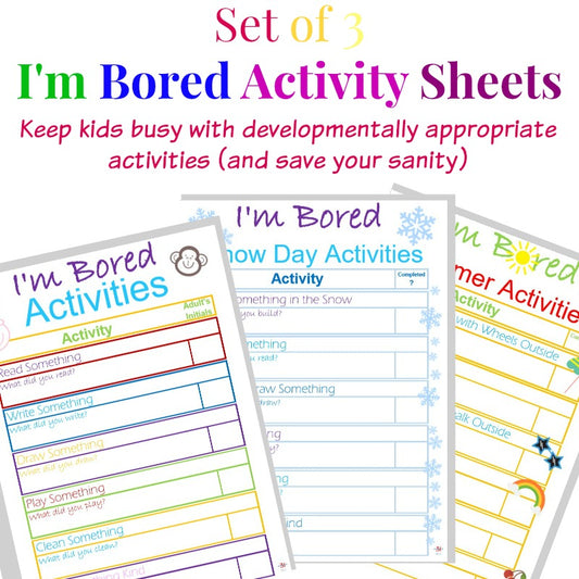 I’m Bored Activity Sheets – Set of 3
