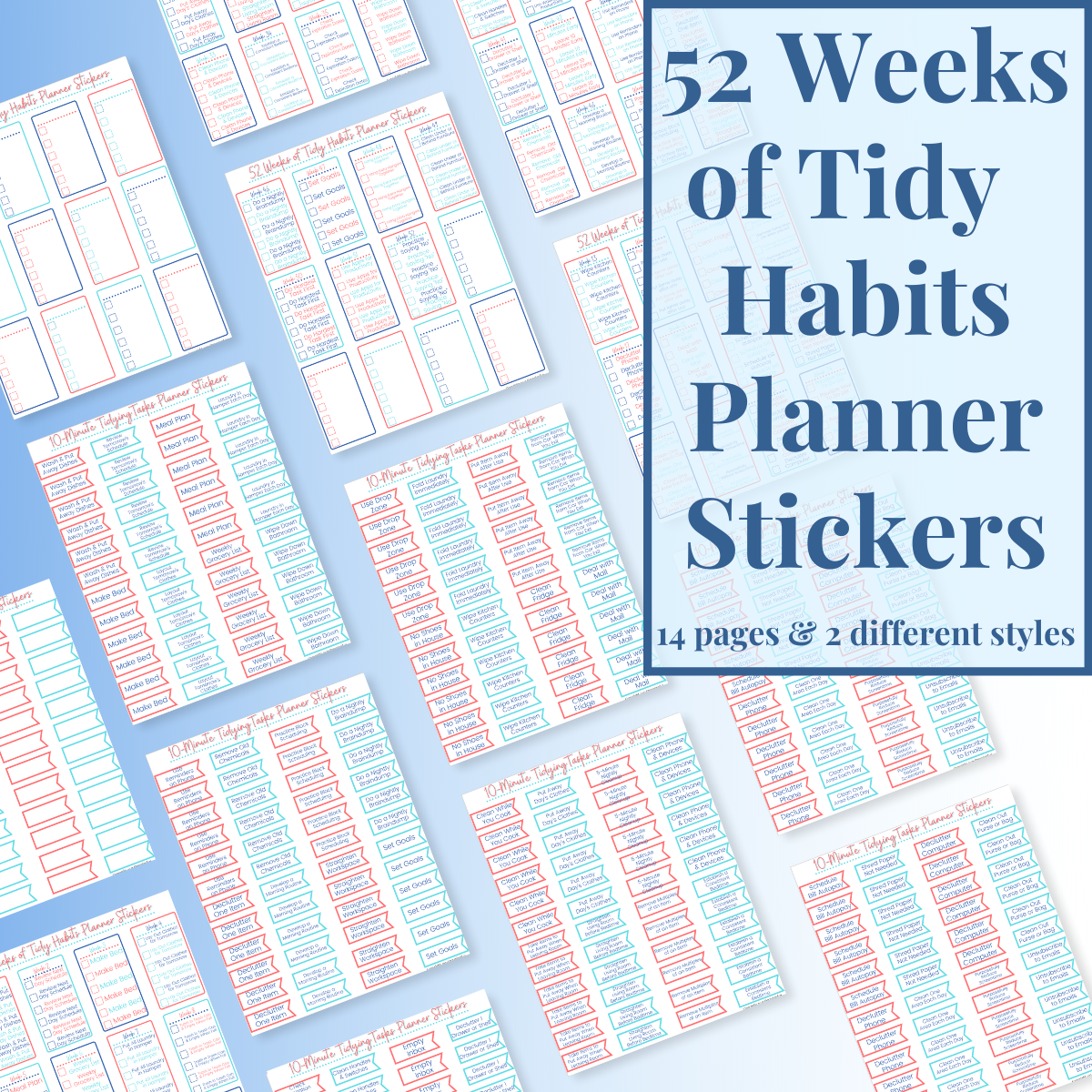 52 weeks of Organized 31 Shop Tidy Habit Planner Stickers.