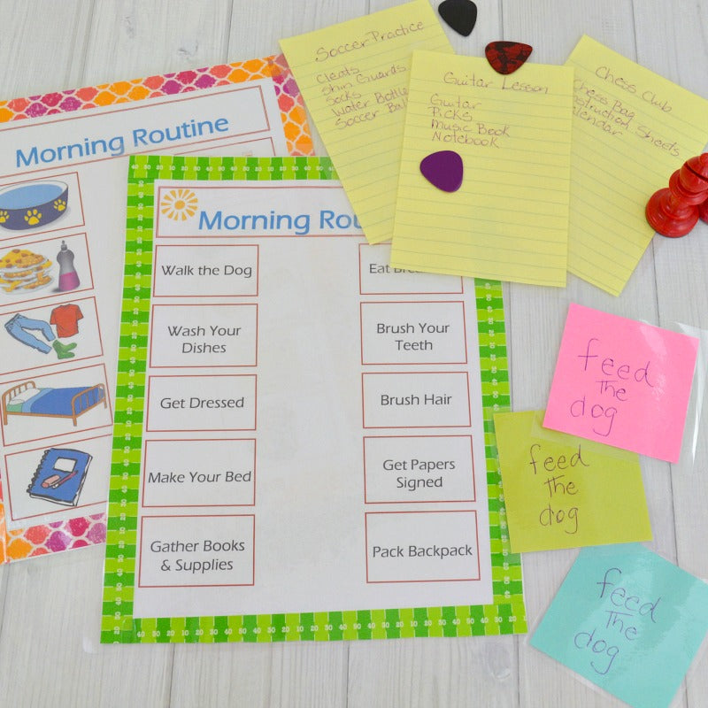 An Organized 31 Shop Back-to-School Morning Routine Checklists poster with free tips and printables.