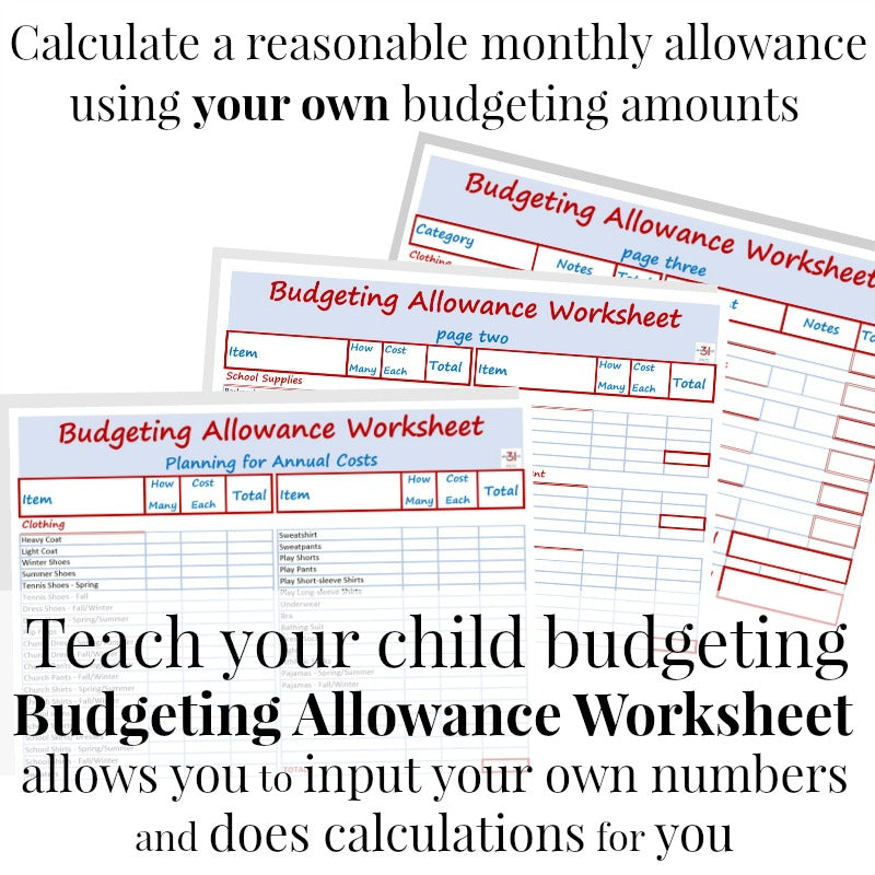 Teach your child Budgeting Allowance Worksheet – Editable from the Organized 31 Shop.