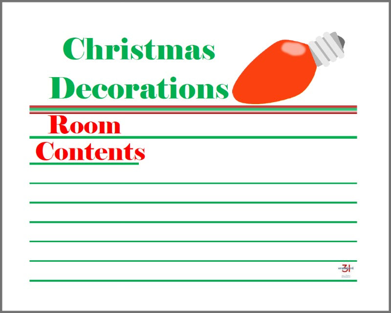 Christmas decorations room contents.