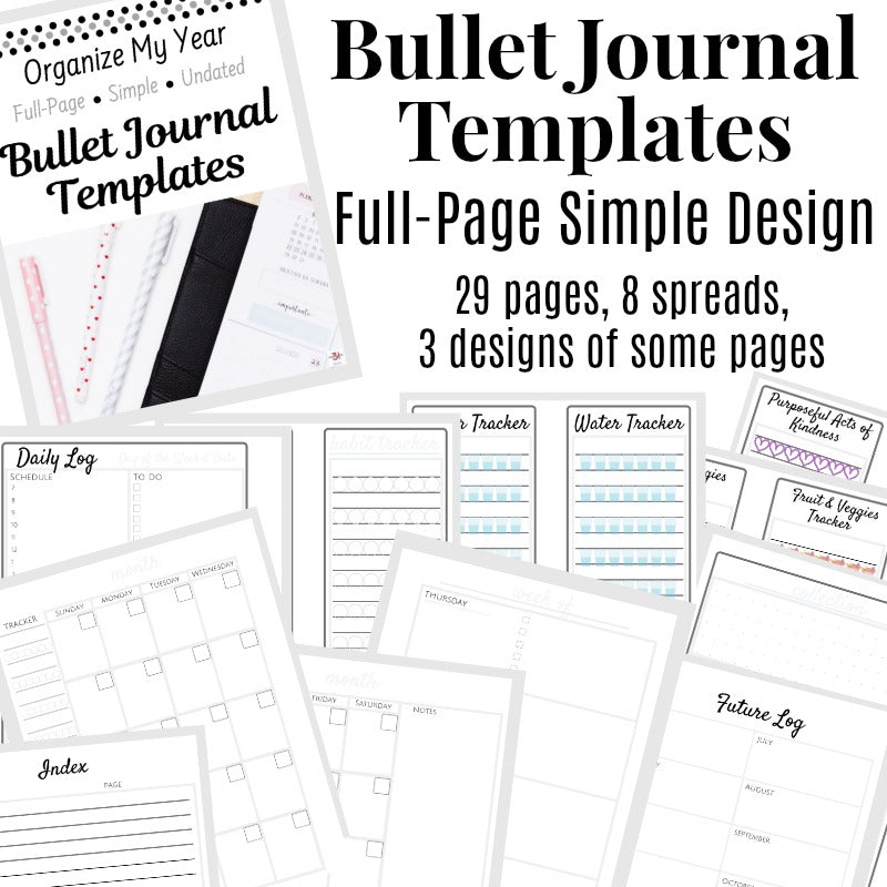 Preprinted Organized 31 Shop Bullet Journal Templates Full-Page Undated for efficient planner organization.