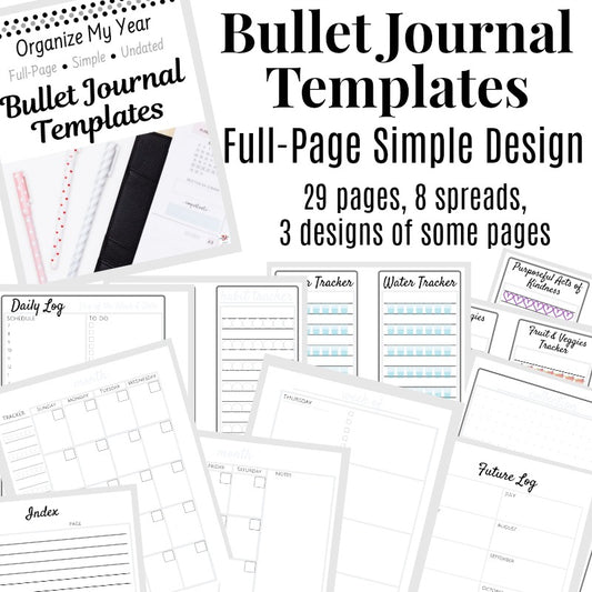 Preprinted Organized 31 Shop Bullet Journal Templates Full-Page Undated for efficient planner organization.