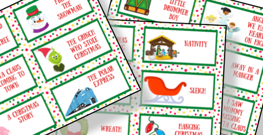 A set of printable Christmas Charades gift tags from the Organized 31 Shop perfect for holiday gatherings and family Christmas time tradition.