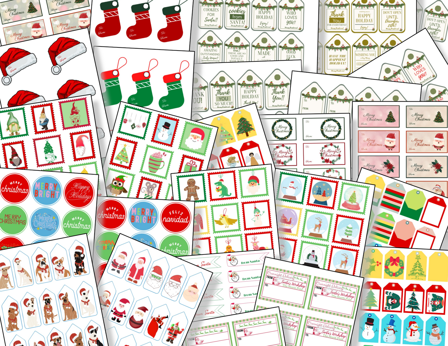 A collection of printable Christmas Gift Tag Bundle by Organized 31 Shop.
