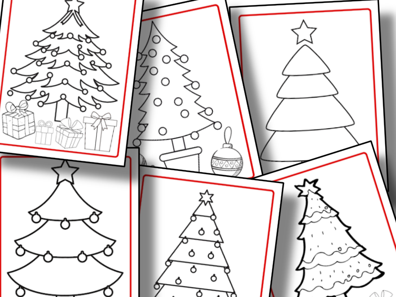 Printable Christmas Tree Coloring Pages from Organized 31 Shop for children and adults.