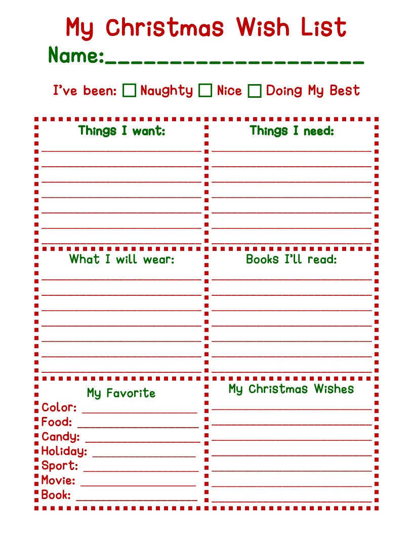 My Christmas Wish List printable from Organized 31 Shop.