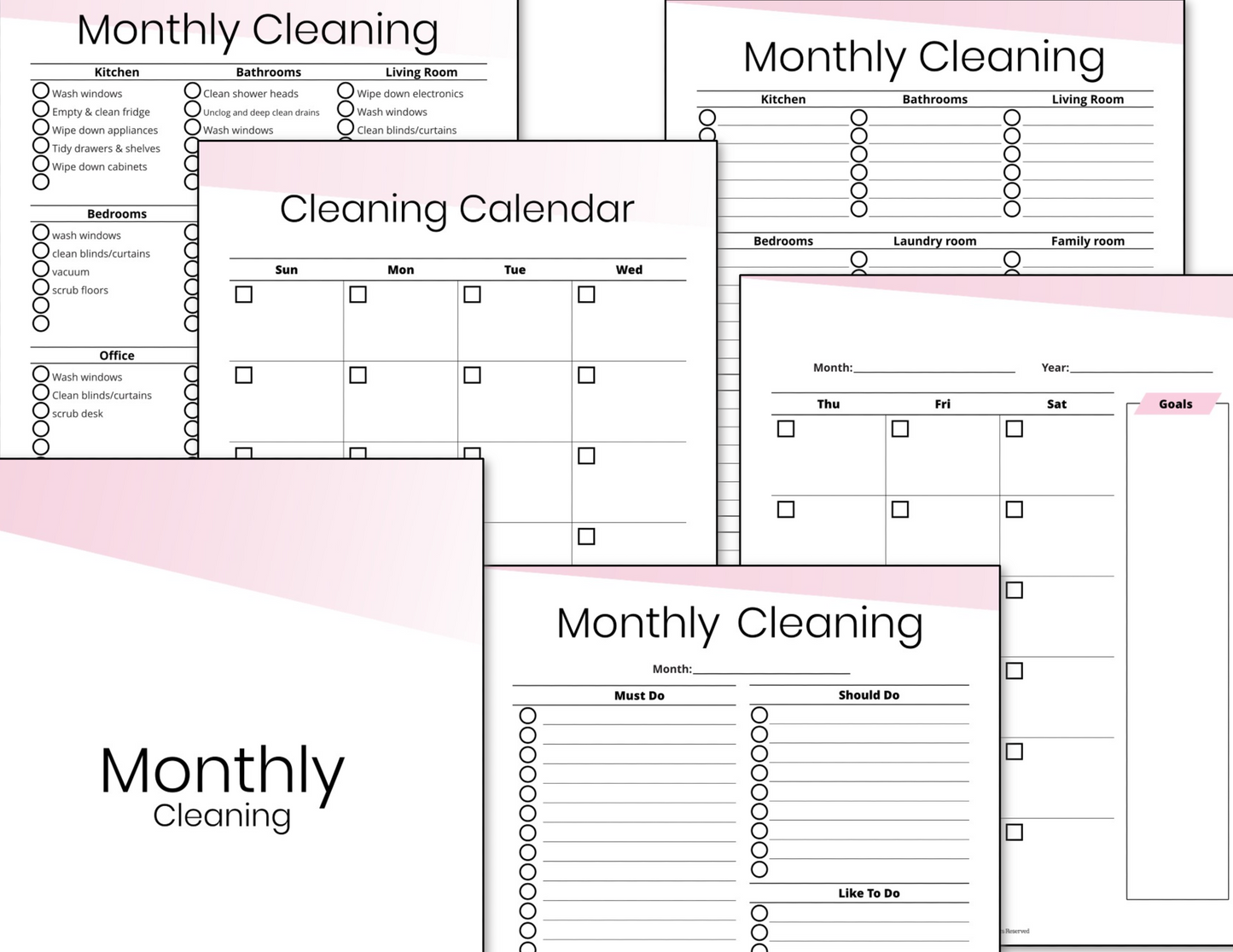 Cleaning & Decluttering Binders Fillable Bundle - Pink