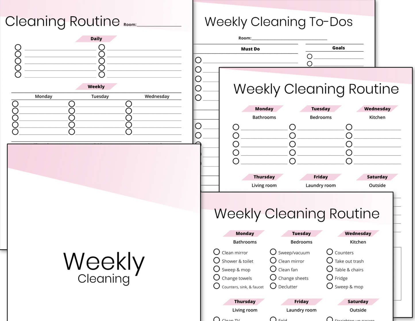 Weekly Cleaning & Decluttering Binders Fillable Bundle - Pink printable for keeping your home clean and organized, brought to you by the Organized 31 Shop.