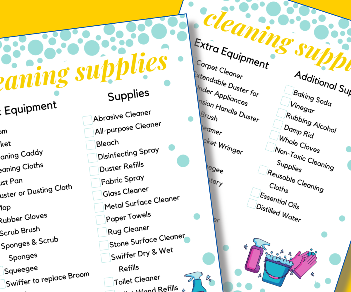 Download and print your free Cleaning Supplies Checklist, a comprehensive list of essential cleaning supplies, available at Organized 31 Shop.