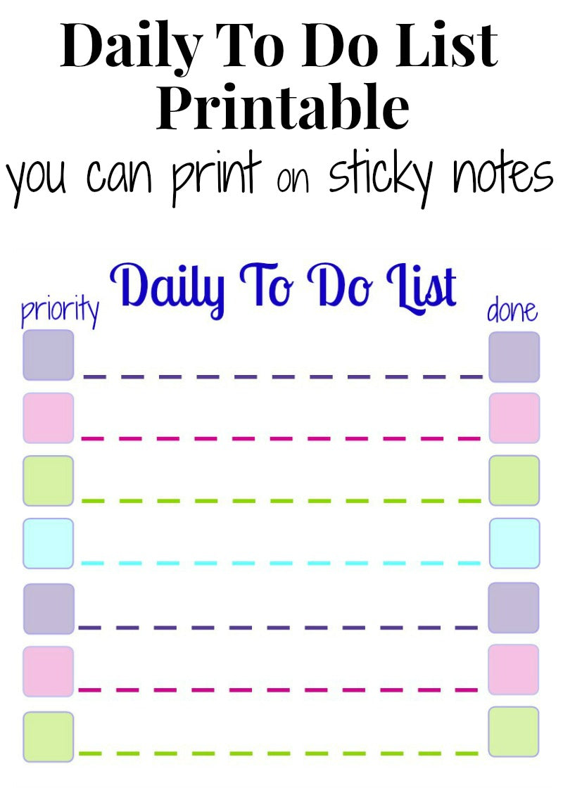 Organized 31 Shop's Daily List Printable Sticky Notes you can print on sticky notes.