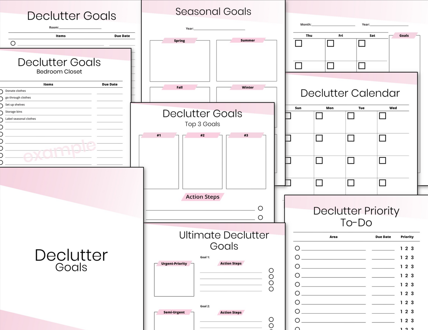 Cleaning & Decluttering Binders Fillable Bundle - Pink