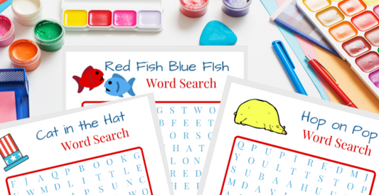 Dr. Seuss inspired Dr. Seuss Word Search printables for early readers from the Organized 31 Shop.
