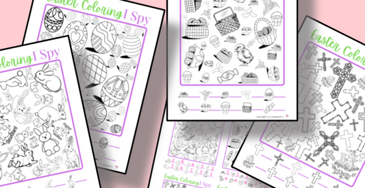 Printable Coloring Pages for Easter I-Spy for preschoolers from Organized 31 Shop.