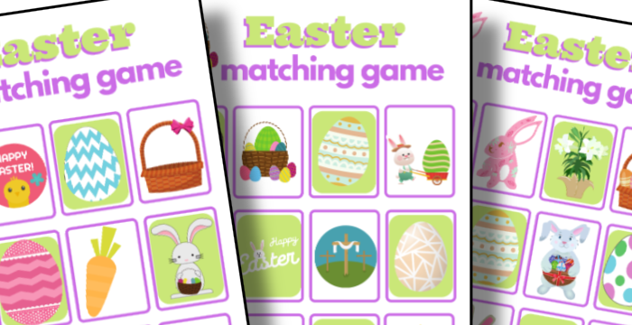 Printable Easter Memory Matching Game for kids by Organized 31 Shop.