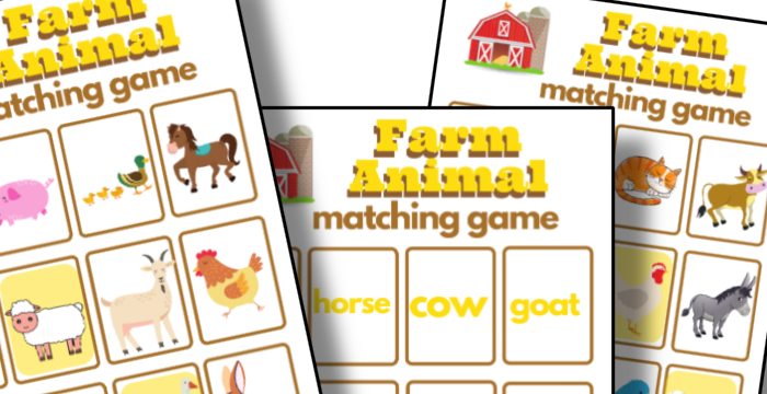 Organized 31 Shop's Farm Animal Matching Game.