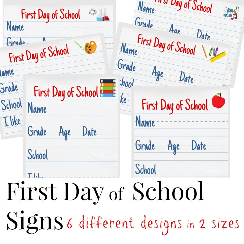 Organized 31 Shop's First Day of School Signs.