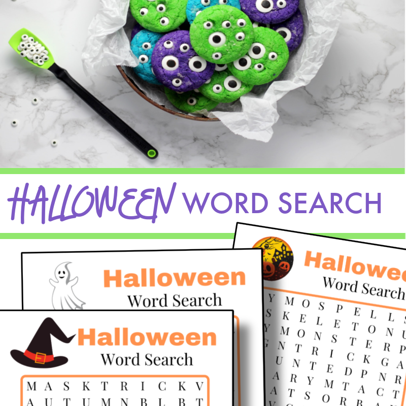 Printable Halloween word search for kids, featuring the Halloween Word Search by Organized 31 Shop.
