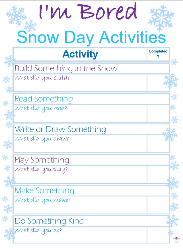 I'm Bored Snow Day Activities – Organized 31 Shop