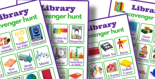 Organized 31 Shop Library Scavenger Hunt poster.