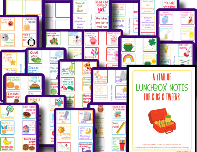 An Organized 31 Shop Lunch Box Notes Bundle for kids.