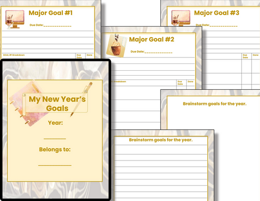 New Year Goal Planner by Organized 31 Shop for setting goals and brainstorming during the new year.