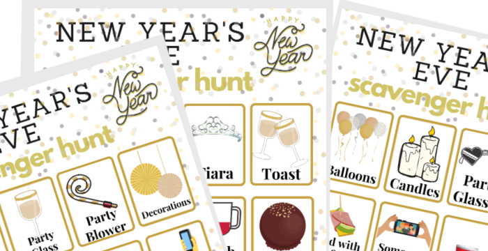 Organized 31 Shop's New Year's Eve printable scavenger hunt.