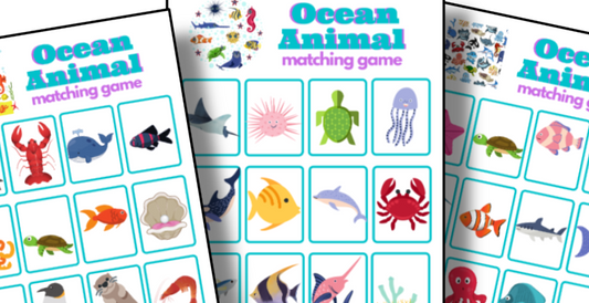 Printable Ocean Animal Memory Matching Game. Download these memory matching game cards to play and have fun!
