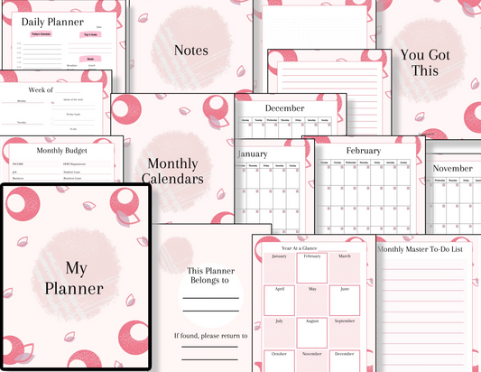 An Organized 31 Shop Pink Planner Undated with a pink cover.