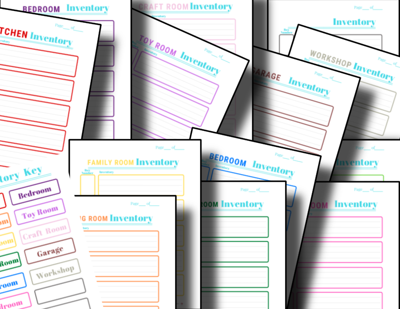 A set of Printable Moving Labels & Inventory Sheets by Organized 31 Shop, suitable for creating room signs or moving labels.