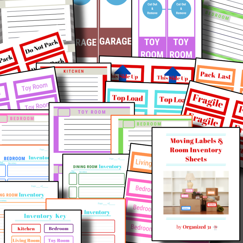 A collection of Printable Moving Labels & Inventory Sheets from the Organized 31 Shop.