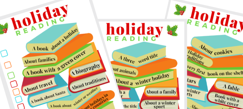 A set of printable Holiday Reading Challenge checklists for the holiday break from Organized 31 Shop.