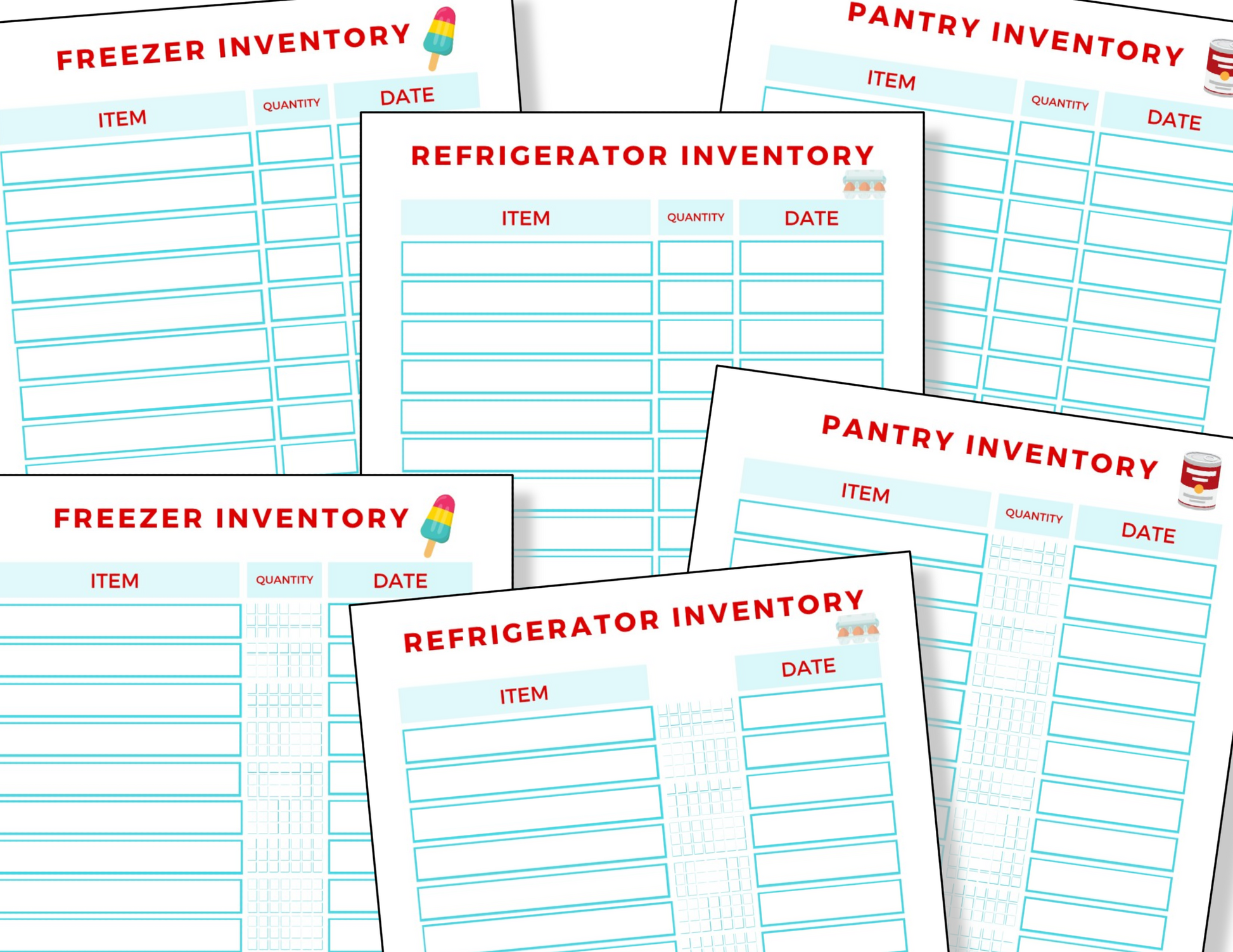 Organizing Vault's Refrigerator, Freezer and Pantry Inventory Printables.